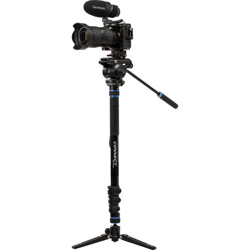Benro Connect Video Aluminum Monopod with Flip Locks, 3-Leg Base, and S4 PRO Hea - Image 3