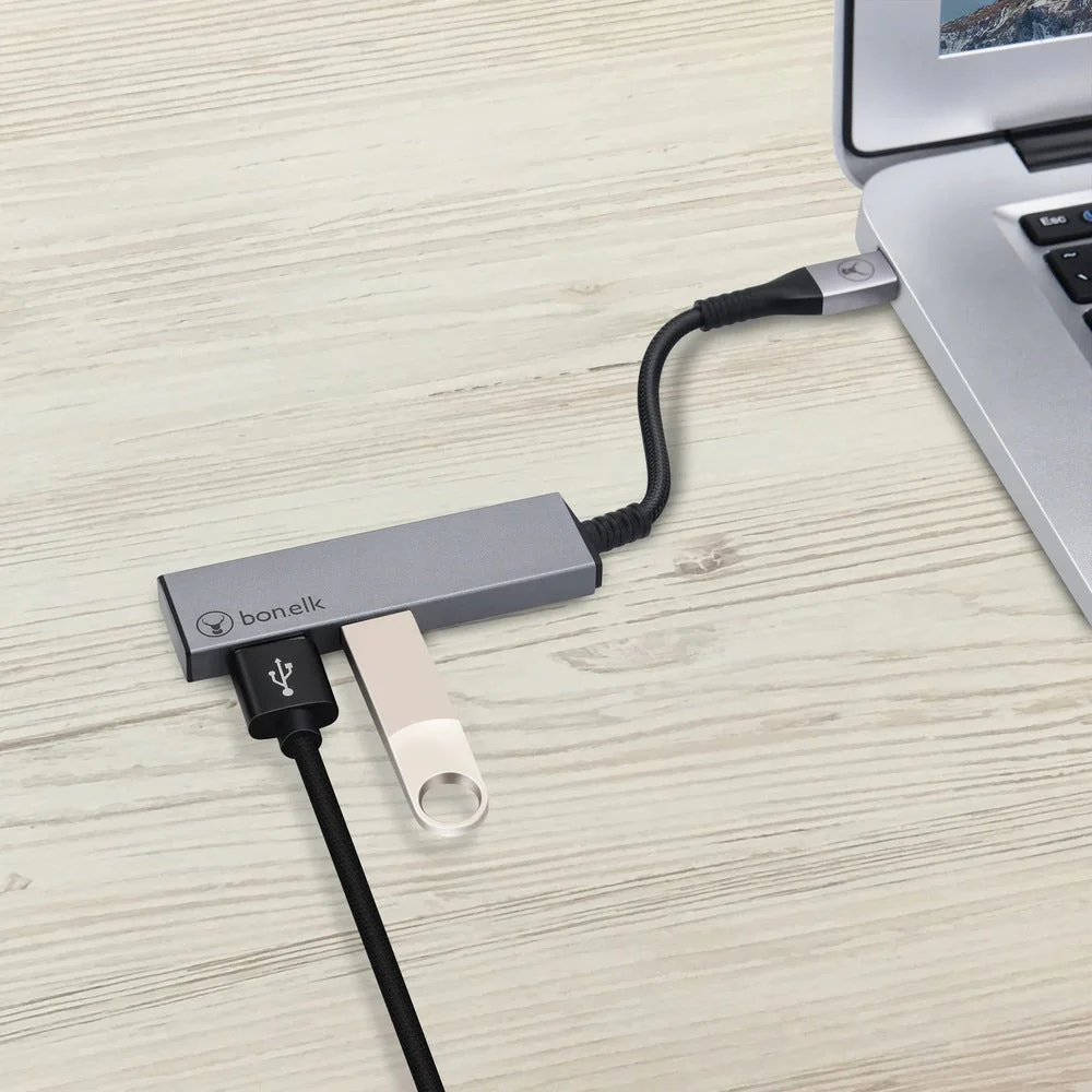 Bonelk Long-Life Series USB-C to 2 Port USB 3.0 Slim Hub (Space Grey) - Image 2