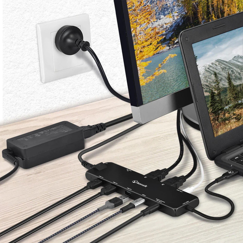 Bonelk Long-Life USB-C to 12-in-1 Multiport Powered Hub - Black - Image 6