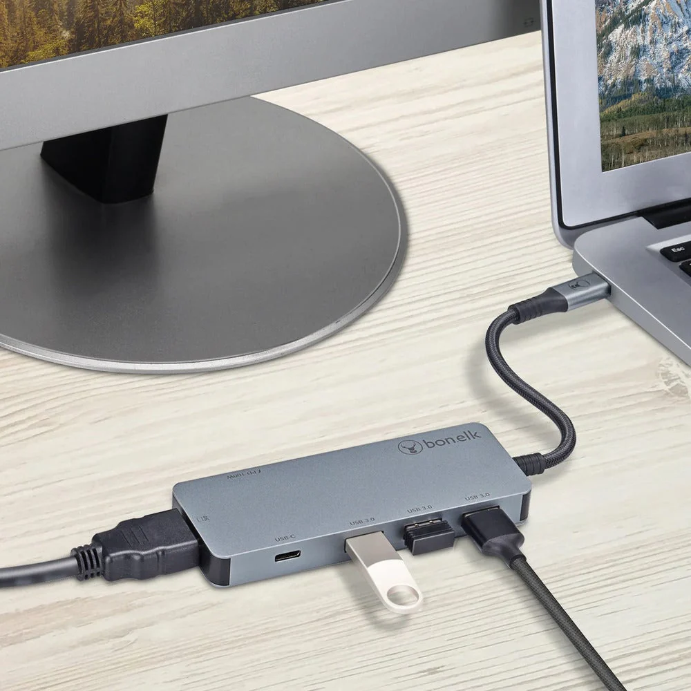 Bonelk Long-Life USB-C to 6-in-1 Multiport Hub (Space Grey)