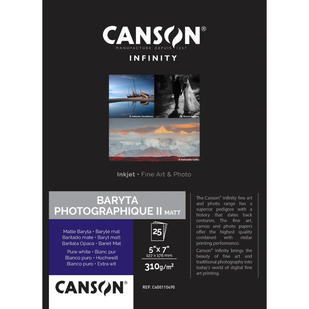 Canson Baryta Photographique II Matt 5x7 Inch x 25 Sheets