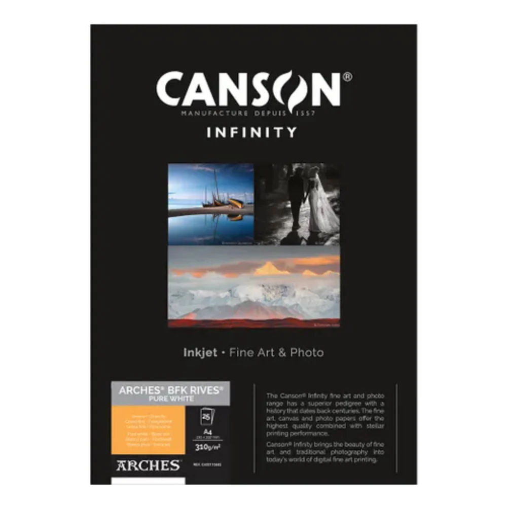 Canson Infinity Arches BFK Rives Pure White 310gsm A4 25 Sheets