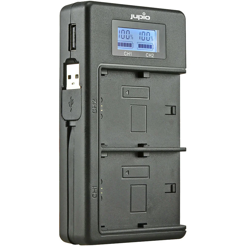 Jupio Dedicated Duo USB Charger with LCD for Panasonic DMW-BLF19E Batteries - Image 2