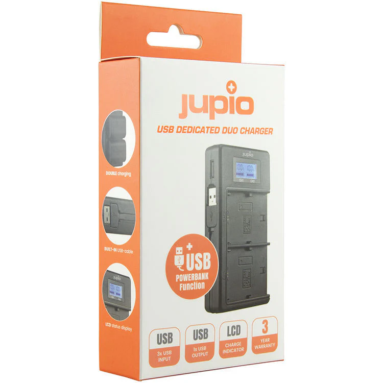 Jupio Dedicated Duo USB Charger with LCD for Sony NP-FM50, NP-F550/F750/F970 Batteries - Image 2