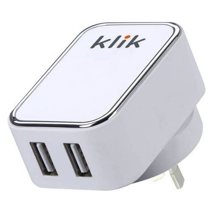 Klik Dual Port Usb Wall Charger 15W - White
