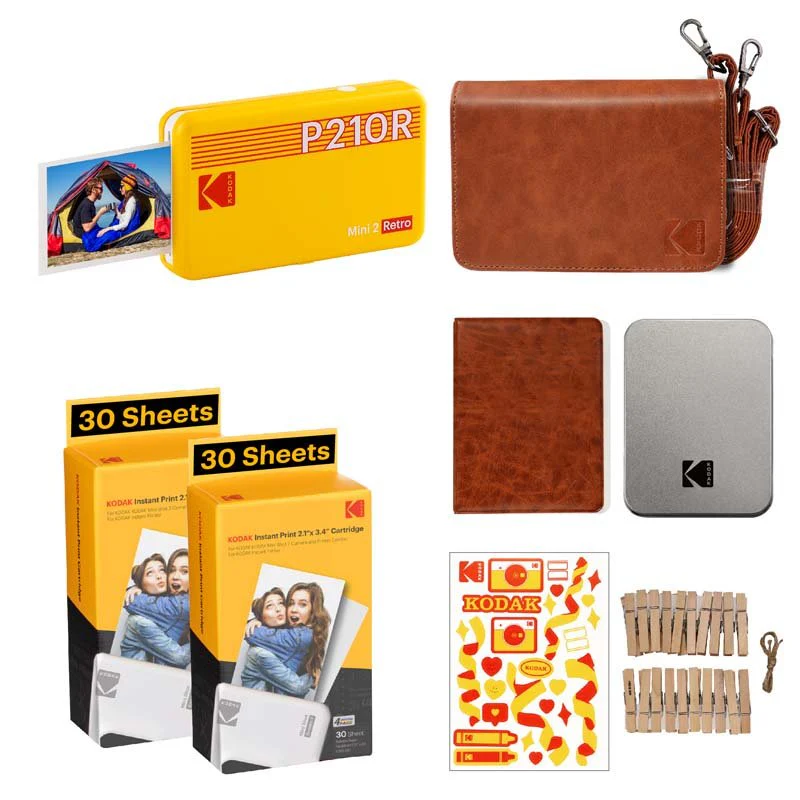 Kodak Instant Camera Mini Shot 2 Retro Cartridge + Accessories Bundle - Yellow - Image 4