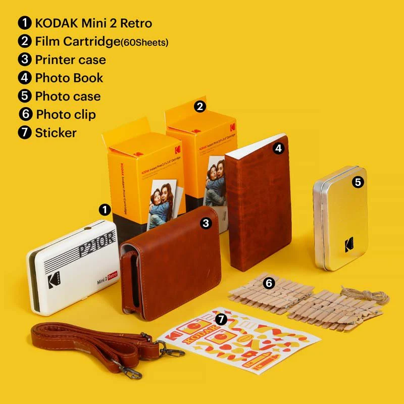 Kodak Instant Camera Mini Shot 2 Retro Cartridge + Accessories Bundle - Yellow - Image 6