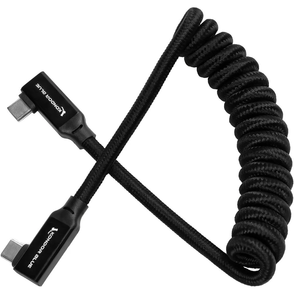Kondor Blue 12 to 24" Coiled USB-C Right Angle Braided Cable - Image 2