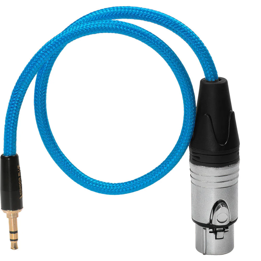 Kondor Blue Braided Female XLR to 3.5mm TRS Male Audio Cable (17", Blue) - Image 2
