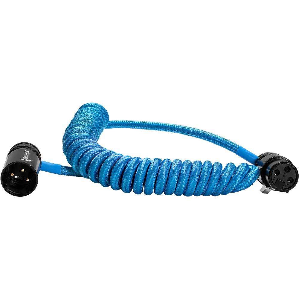 Kondor Blue Coiled Low-Profile Right-Angle XLR Cable (12-24", Blue)