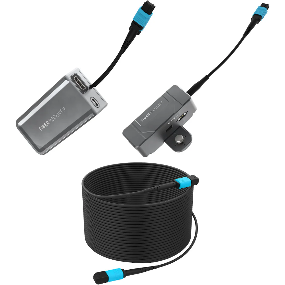 Kondor Blue Fletch Fiber Transmitter & Receiver Module Kit for HDMI with Fiber Armored Cable OM3 MPO (300 Feet) - Image 2
