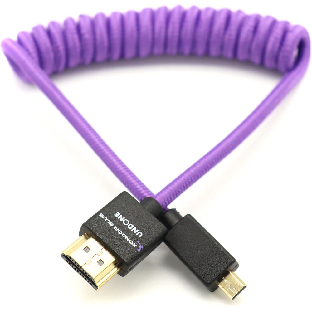 Kondor Blue Gerald Undone Braided Coiled High-Speed Micro-HDMI to HDMI Cable (Limited Purple Edition, 12 to 24") - Image 2