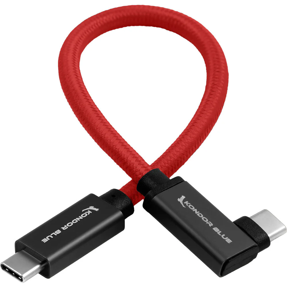 Kondor Blue Right-Angle USB-C 3.1 Gen 2 Cable (8.5", Cardinal Red) - Image 2
