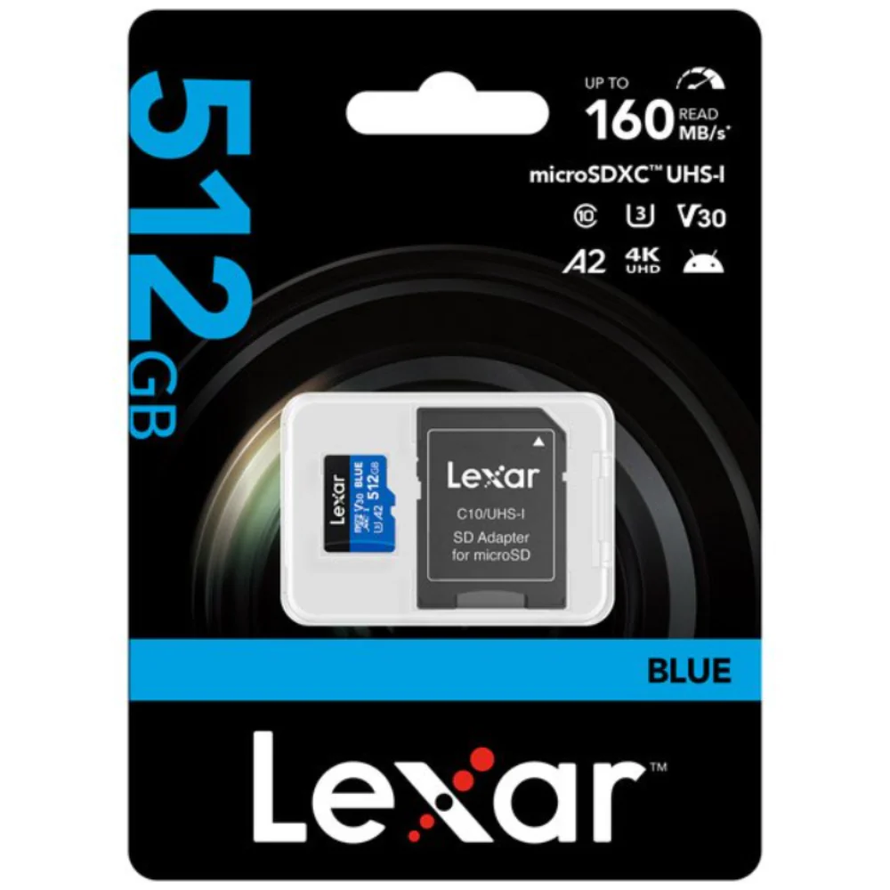 Lexar Blue 512GB microSDXC UHS-I 160MB/s Memory Card - V30