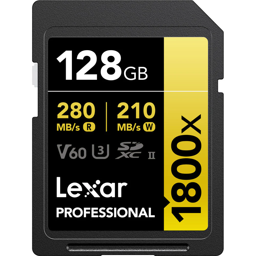 Lexar Professional Gold Series 128GB SDXC UHS-II 280MB/s Memory Card - V60