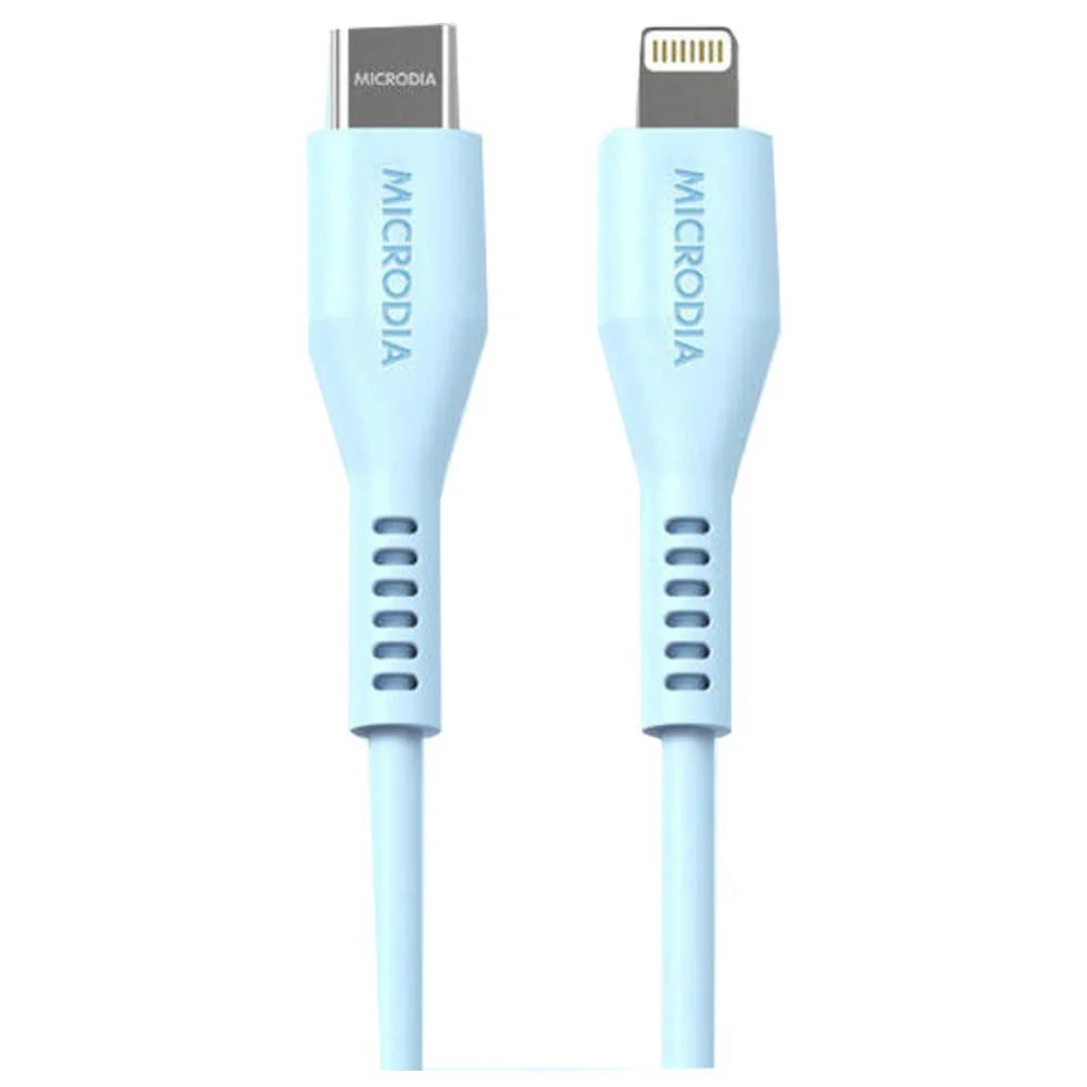Microdia Fruitywire Silicone PD60W USB-C to 8-Pin Cable 2.6m Baby Blue