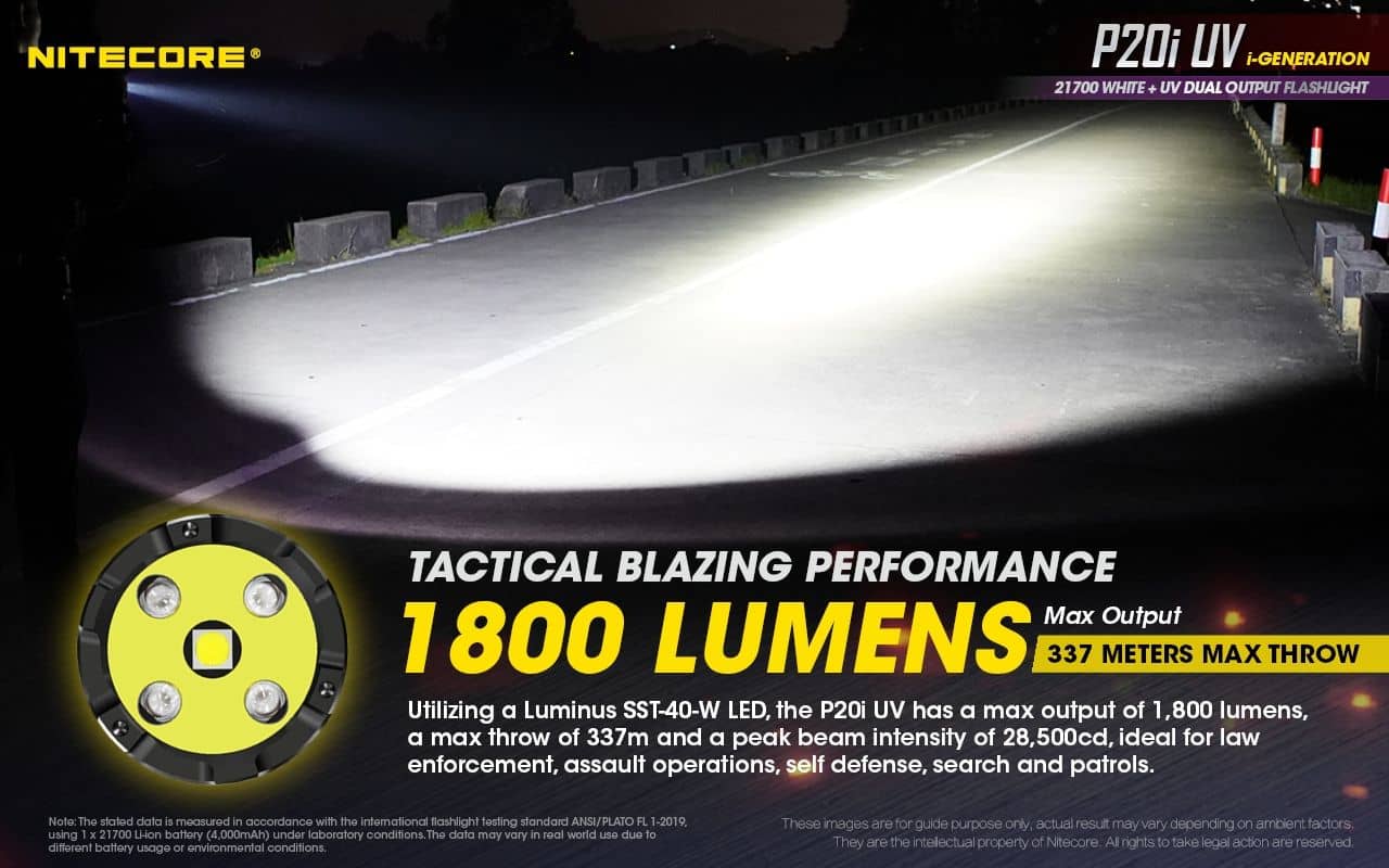 Nitecore P20i UV compact 1800 lumen USB-C rechargeable LED torch with UV output - Image 10