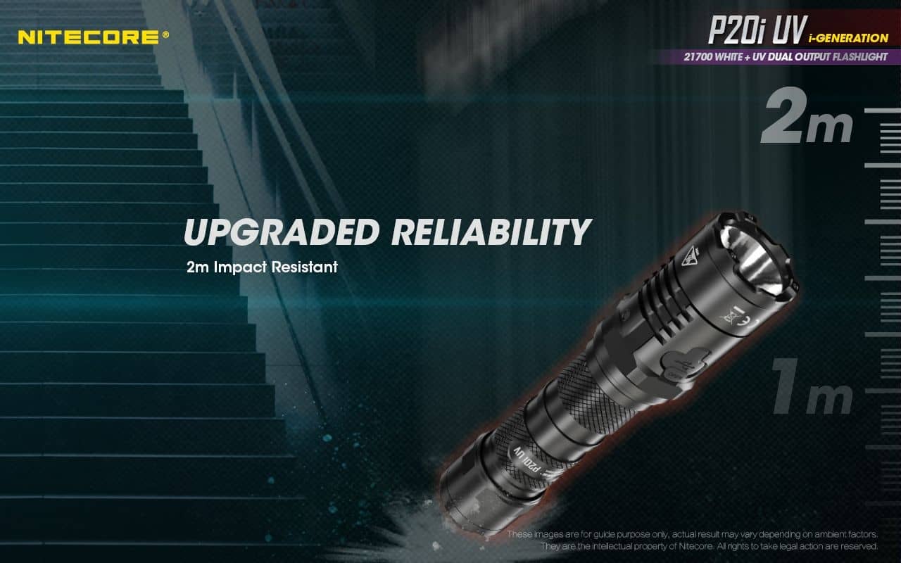 Nitecore P20i UV compact 1800 lumen USB-C rechargeable LED torch with UV output - Image 24