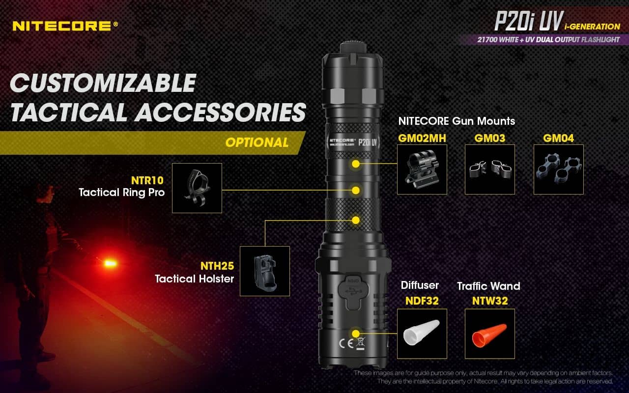 Nitecore P20i UV compact 1800 lumen USB-C rechargeable LED torch with UV output - Image 26