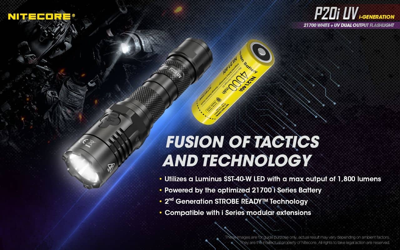 Nitecore P20i UV compact 1800 lumen USB-C rechargeable LED torch with UV output - Image 7