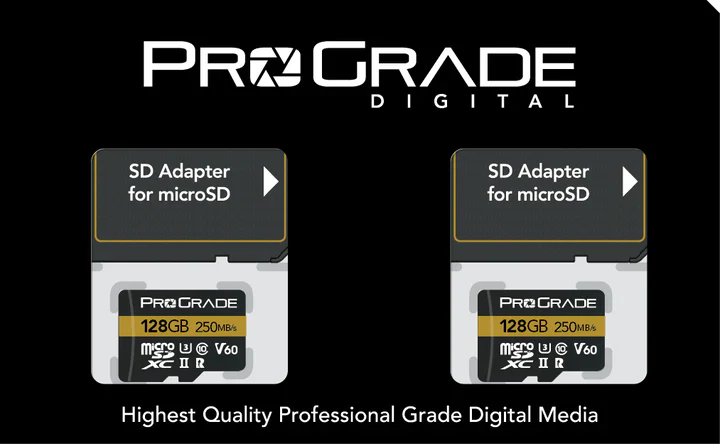 ProGrade Digital 128GB microSDXC UHS-II 250MB/s Gold Memory Card with Adapter (2 Pack) - V60 - Image 2