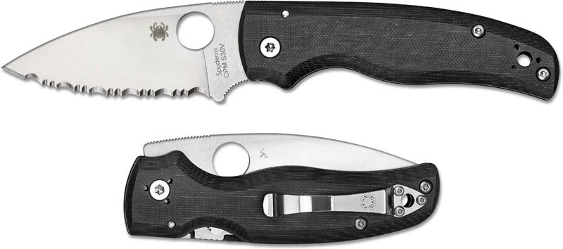 Spyderco Shaman Black Handle/Serrated Blade