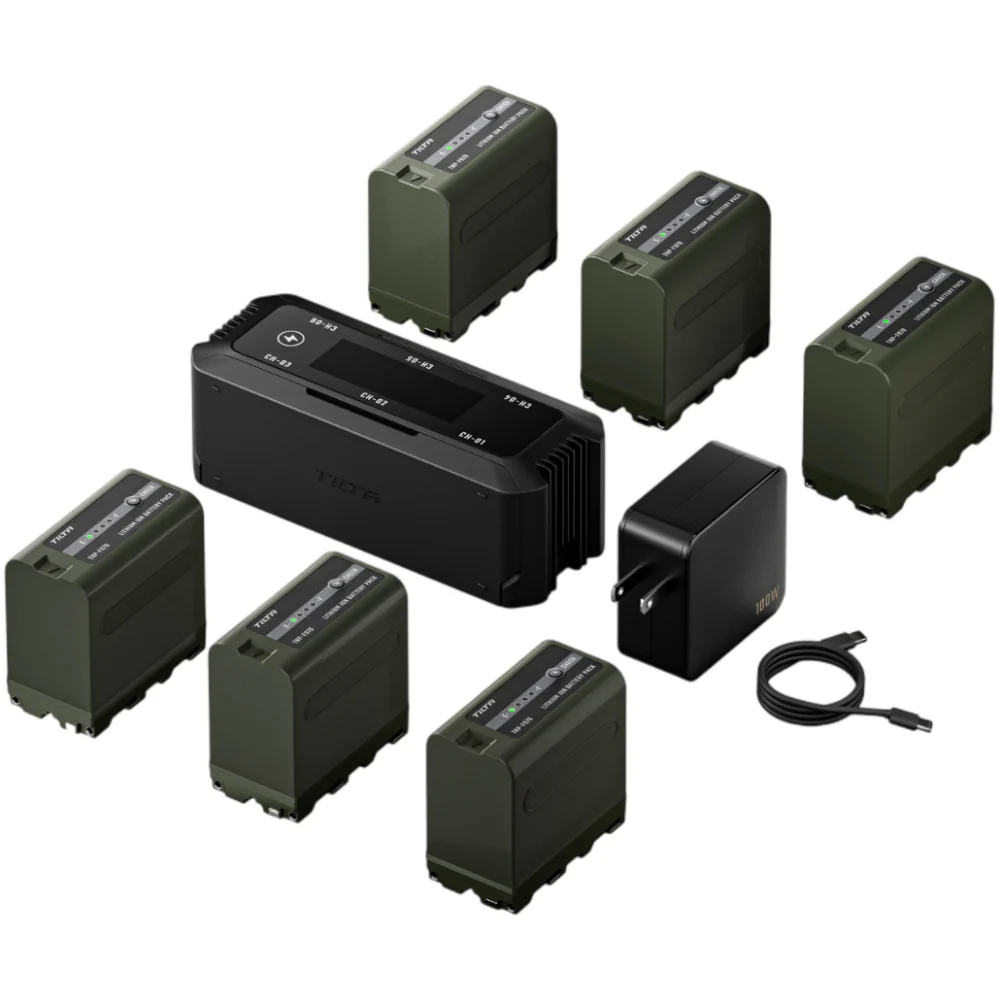 Tilta Foldable Charging Station for L-Series/NP-F Battery Kit (6 Batteries, US) - Black
