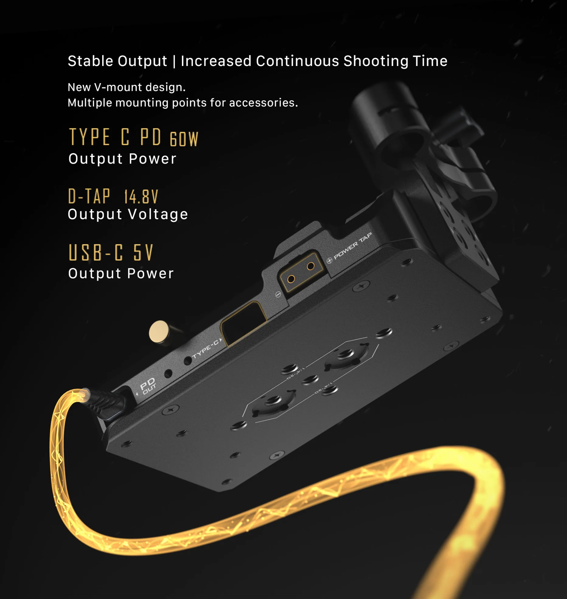 Tilta Tiltaing Smart V Mount Battery Baseplate (ARCA) - Black - Image 2
