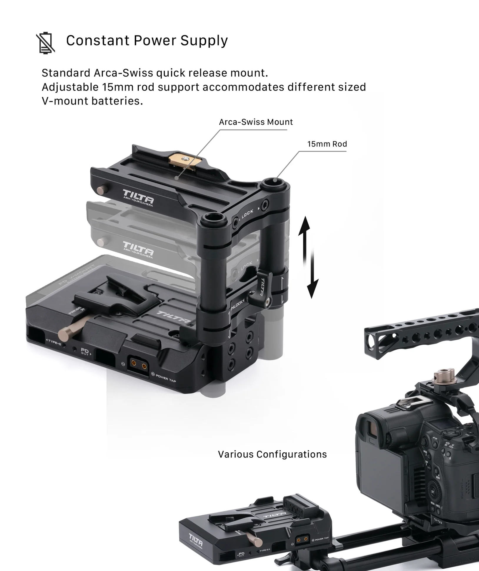 Tilta Tiltaing Smart V Mount Battery Baseplate (ARCA) - Black - Image 3