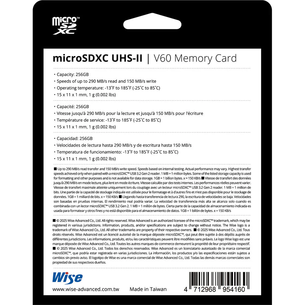 Wise Advanced 256GB UHS-II microSDXC Memory Card - Image 3
